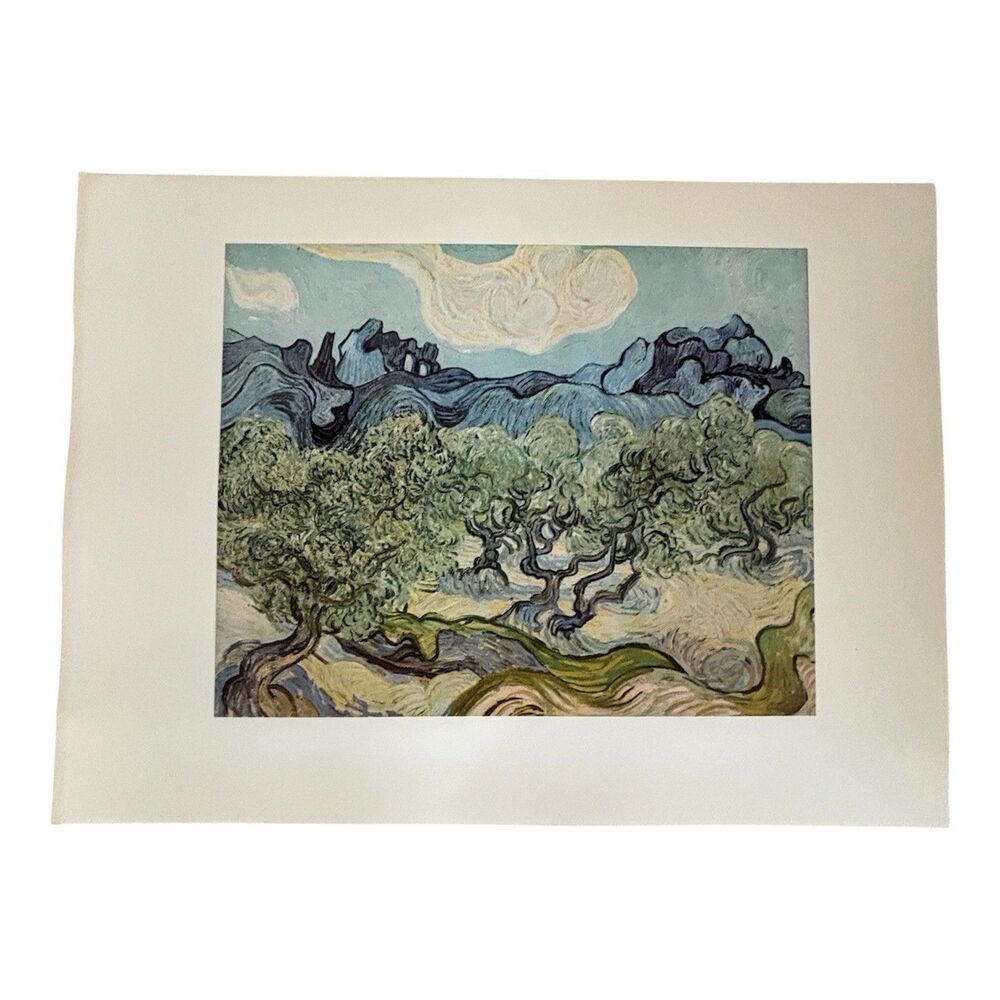 Vincent Van Gogh Art Print Landscape With Olive Trees Vintage 1952 Bookplate